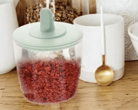 Flour Container Box Storage Holders Containers Home Salt Green Holder Pot Lid Sugar Empty Jar Kitchen Jars Cabinet Pots and Seasoning Bottle Plastic Baby Household Canisters Bowl Clear Jar - Image 2